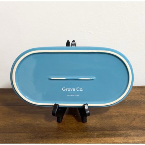 Grove Co Stoneware Oval Dish Snack Trinket Catch All Tray Hope In Bloom Design - Picture 4 of 6